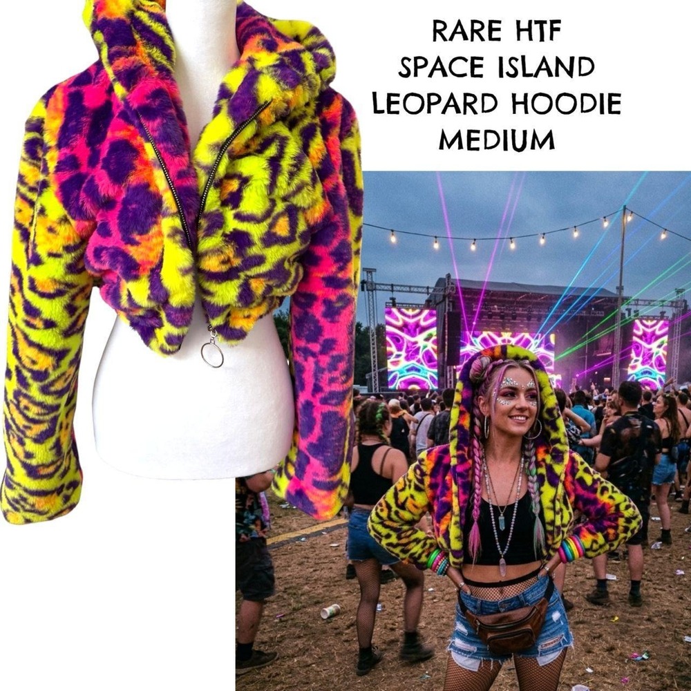 Rare HTF Space Island Leopard Hoodie Medium like new!